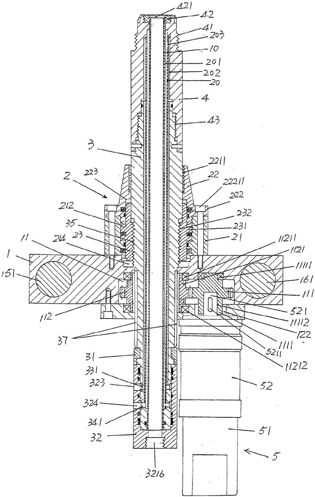 Downward blowing device of plastic hollow container of blowing machine