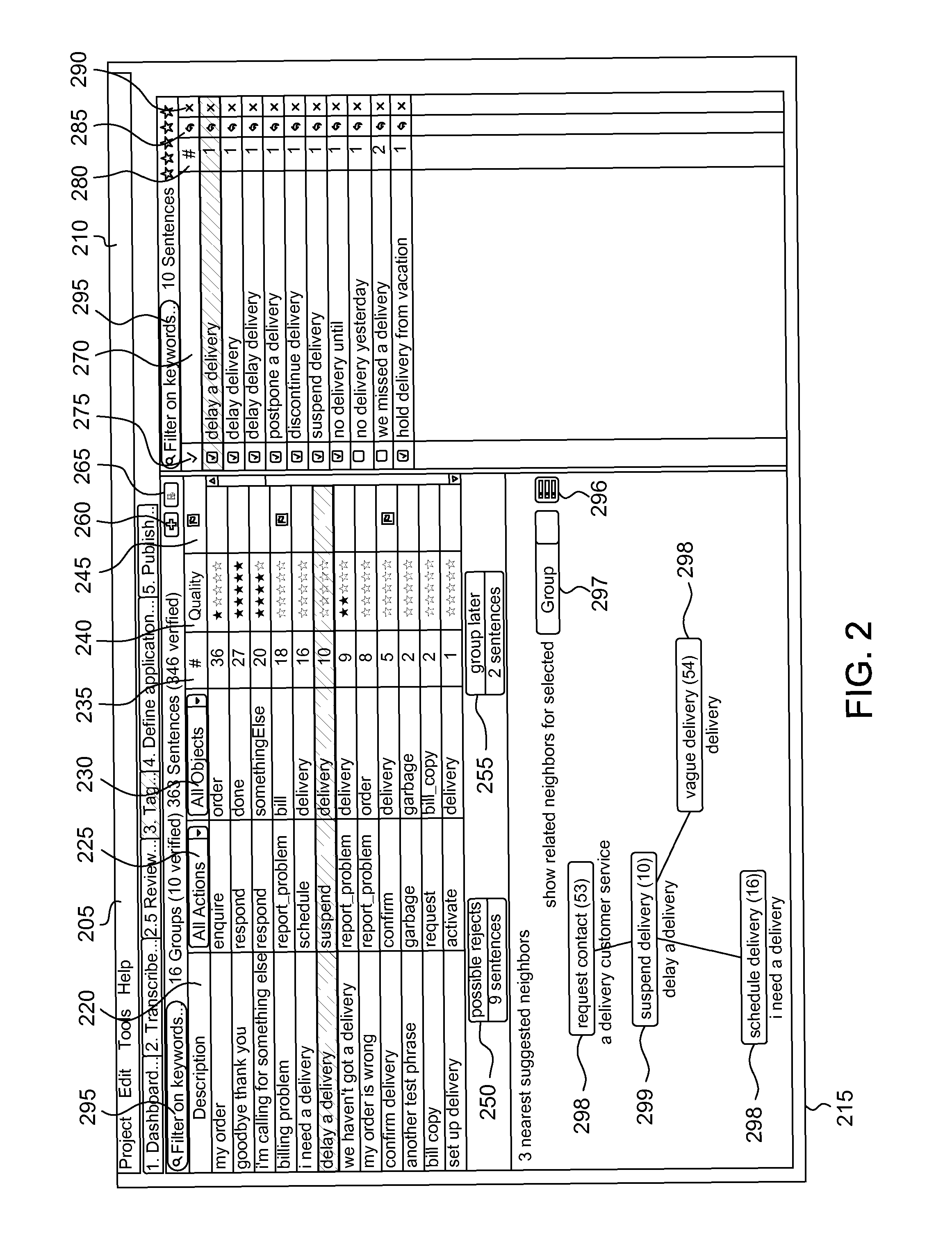 Call steering data tagging interface with automatic semantic clustering