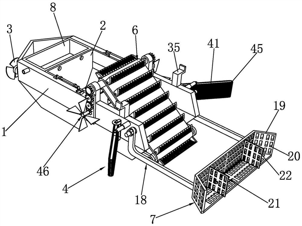 A refuse collection device that can be raised and lowered according to the water level of the plain river