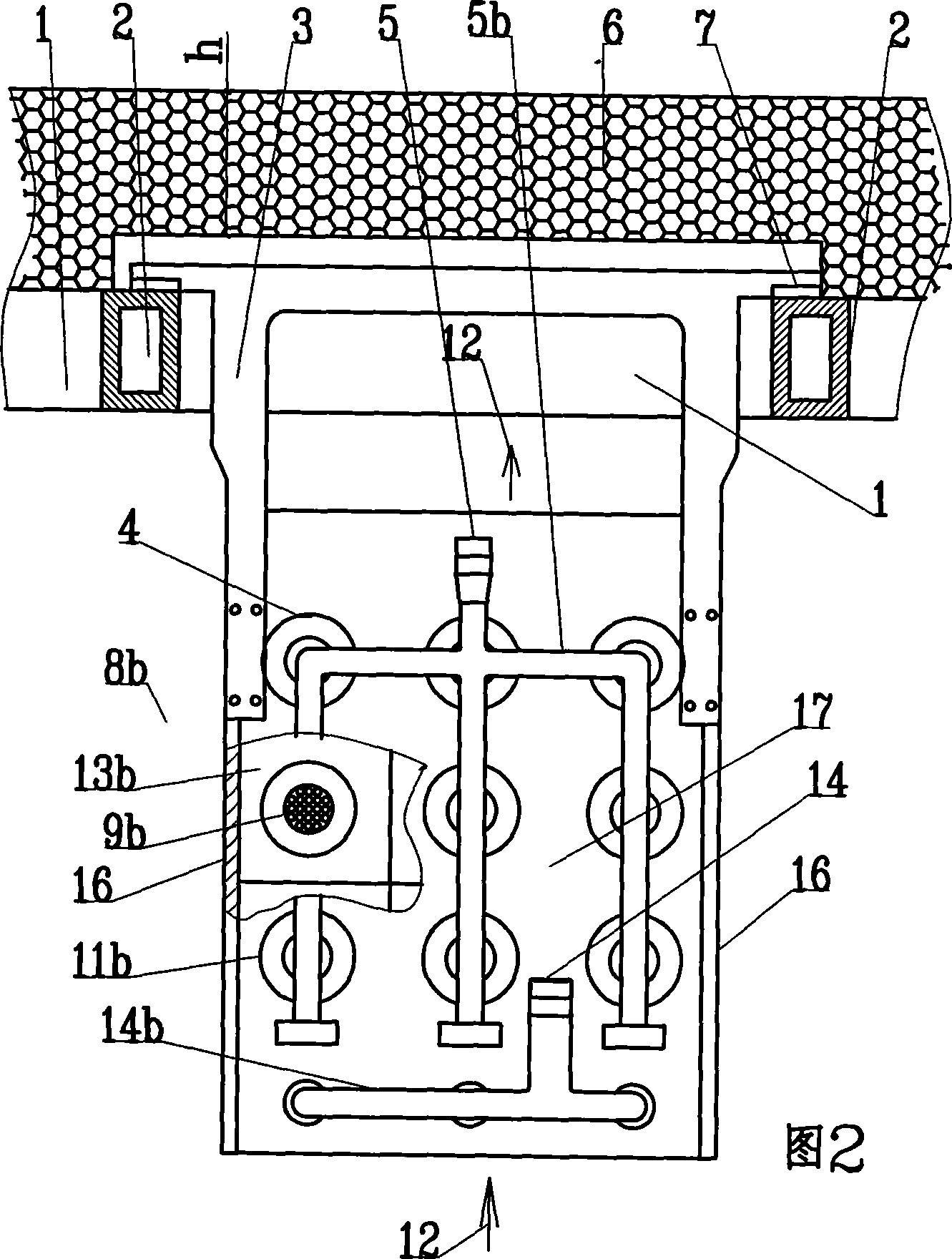 Water purifying device and system for hanging swinging type biochemical reactor