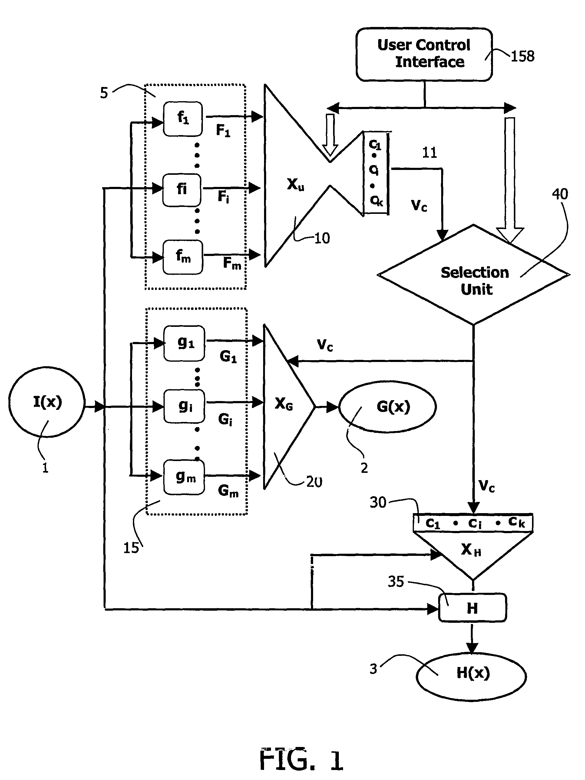 Image viewing system and method for generating filters for filtering image features according to their type