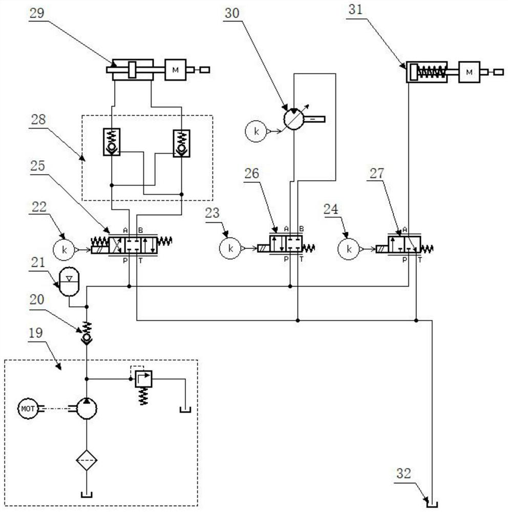 Hydraulic drive internal combustion engine cylinder hole machining honing head and hydraulic circuit thereof