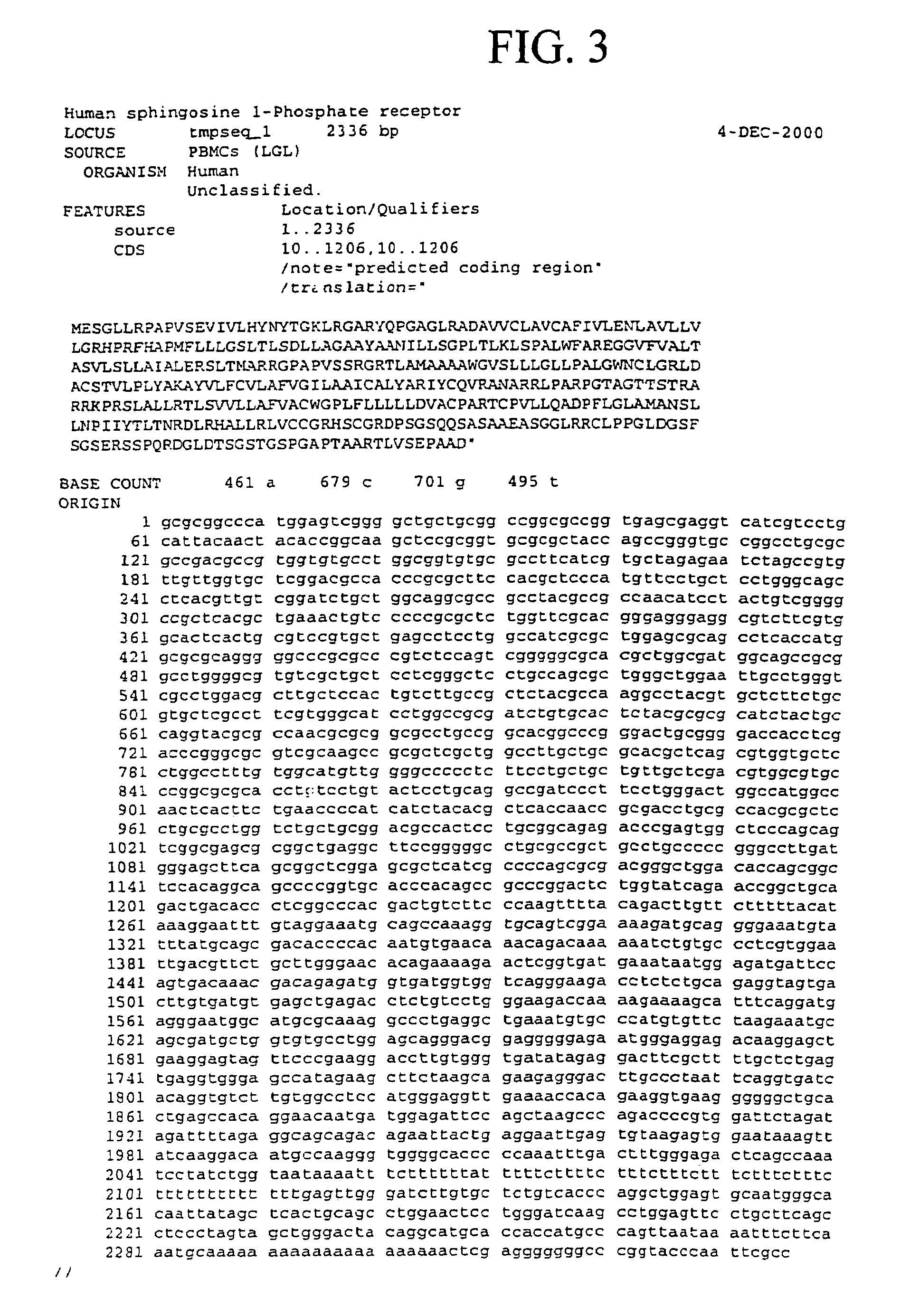 Sphingosine 1-phosphate receptor gene, sppr