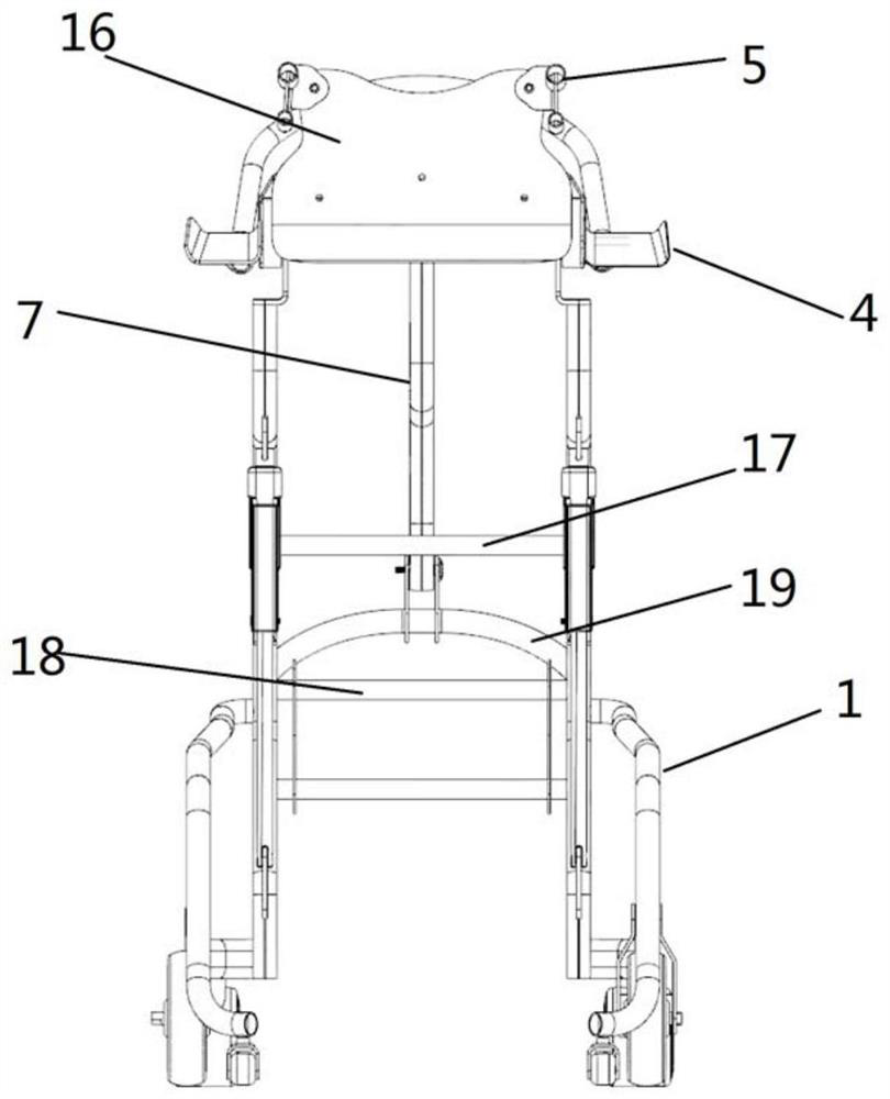 Anti-fall self-adaptive rollator and working method