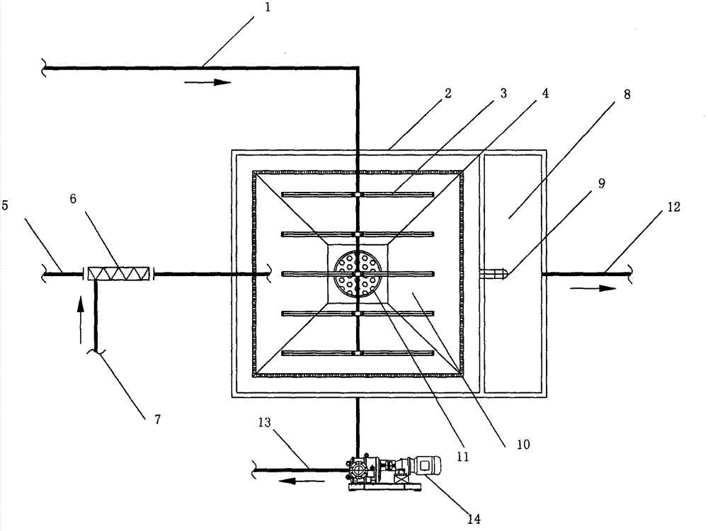 Softening device for treating high-hardness, low-alkalinity salt-containing wastewater