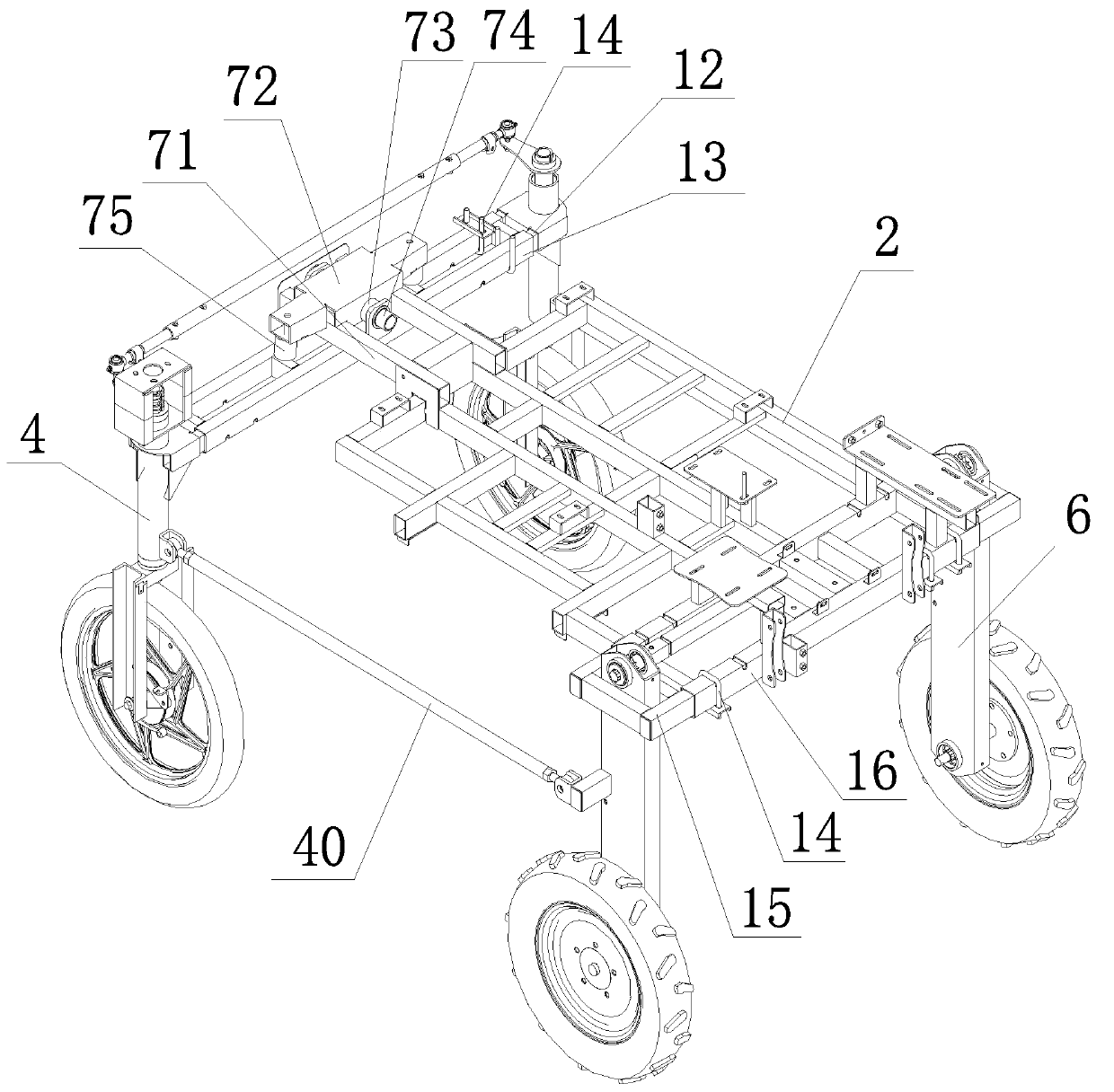 Small-size four-wheel self-propelled spraying rod sprayer