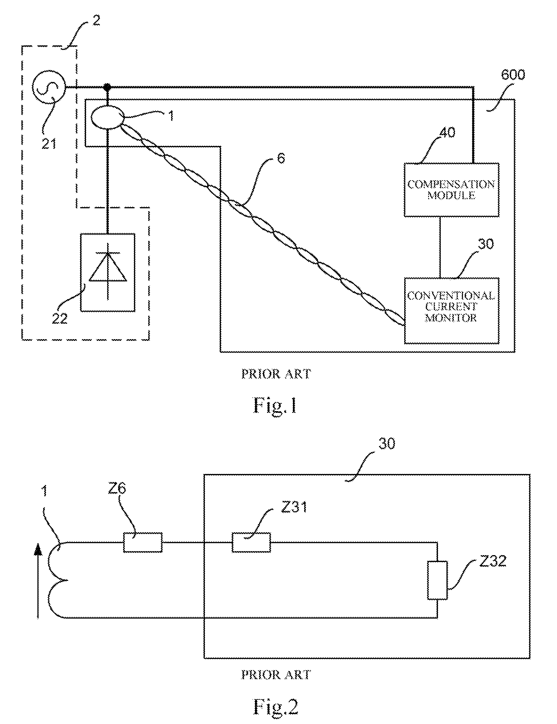 Current monitor and electric power quality compensation system