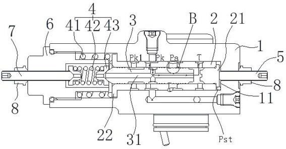 Pressure adaptation control mechanism and hydraulic motor