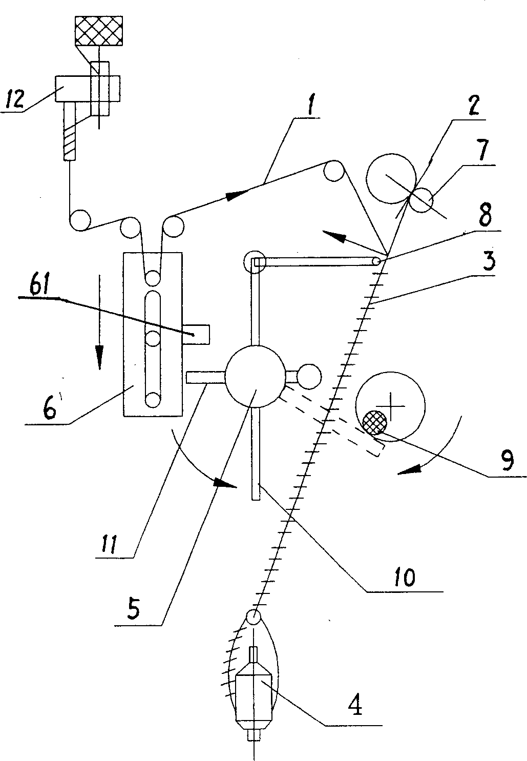 Striking off device of magnetism stick in thread spinning