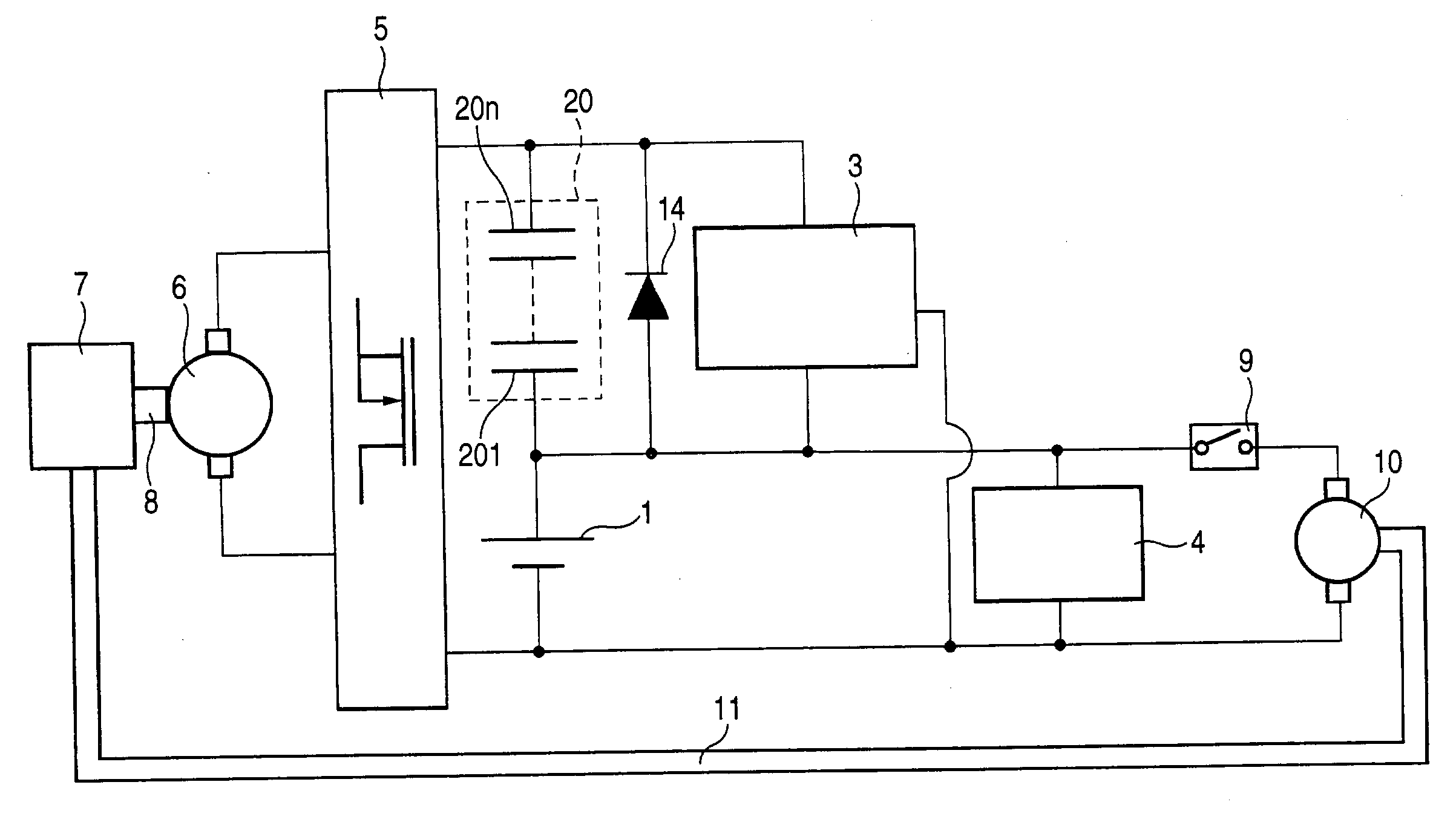 Battery power circuit and automobile battery power circuit