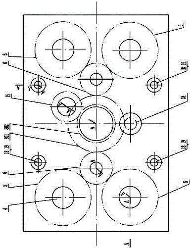 Multihole drill transmission mechanism