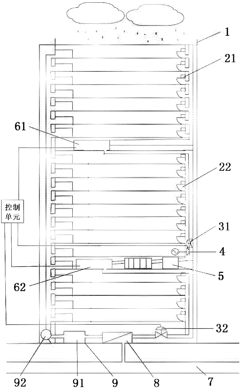 Integrated system for recycling reclaimed water potential energy and reusing water body of high-rise building