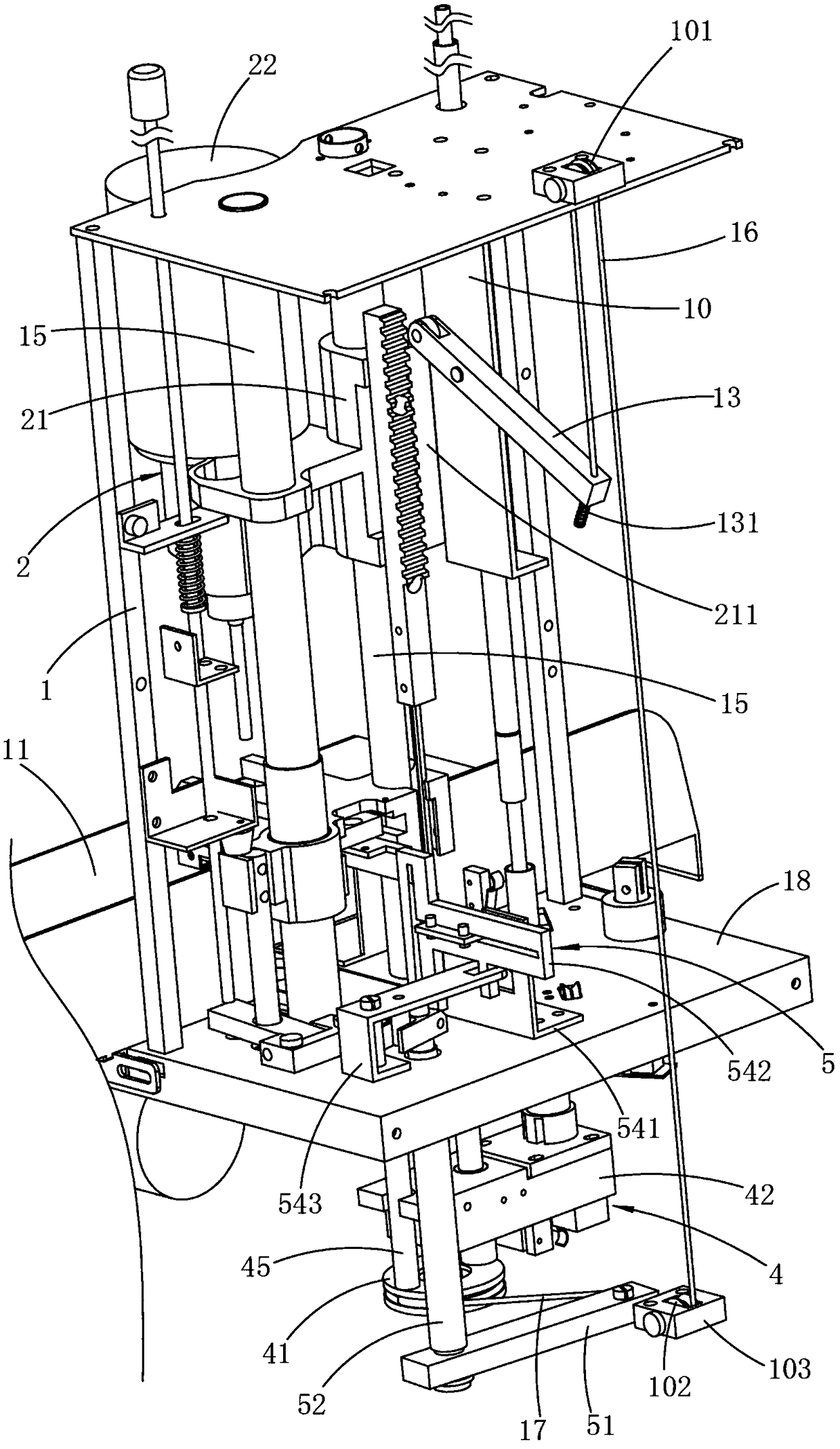 Mechanism simplifying full-automatic drilling and pressure riveting stapling machine