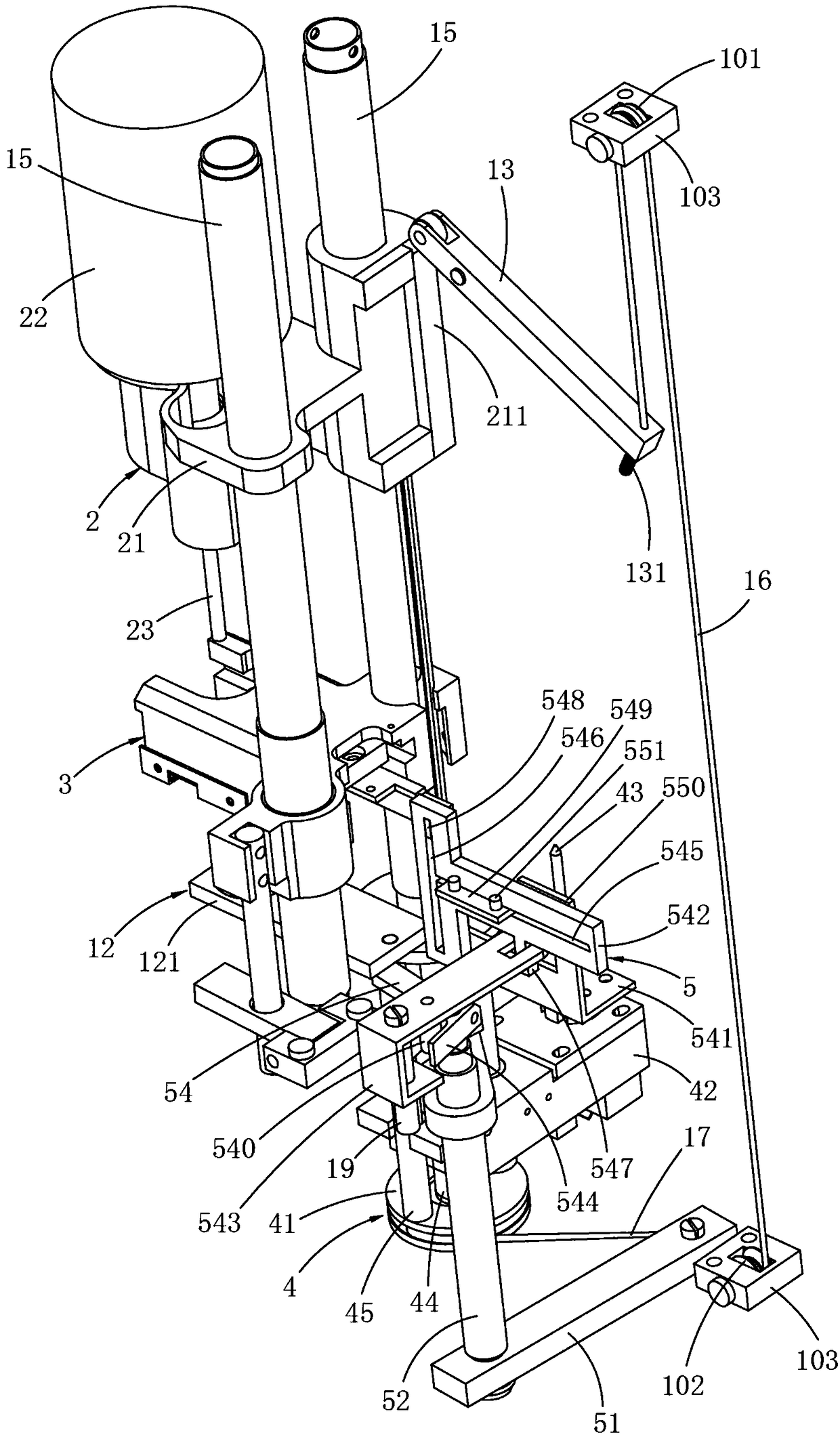 Mechanism simplifying full-automatic drilling and pressure riveting stapling machine