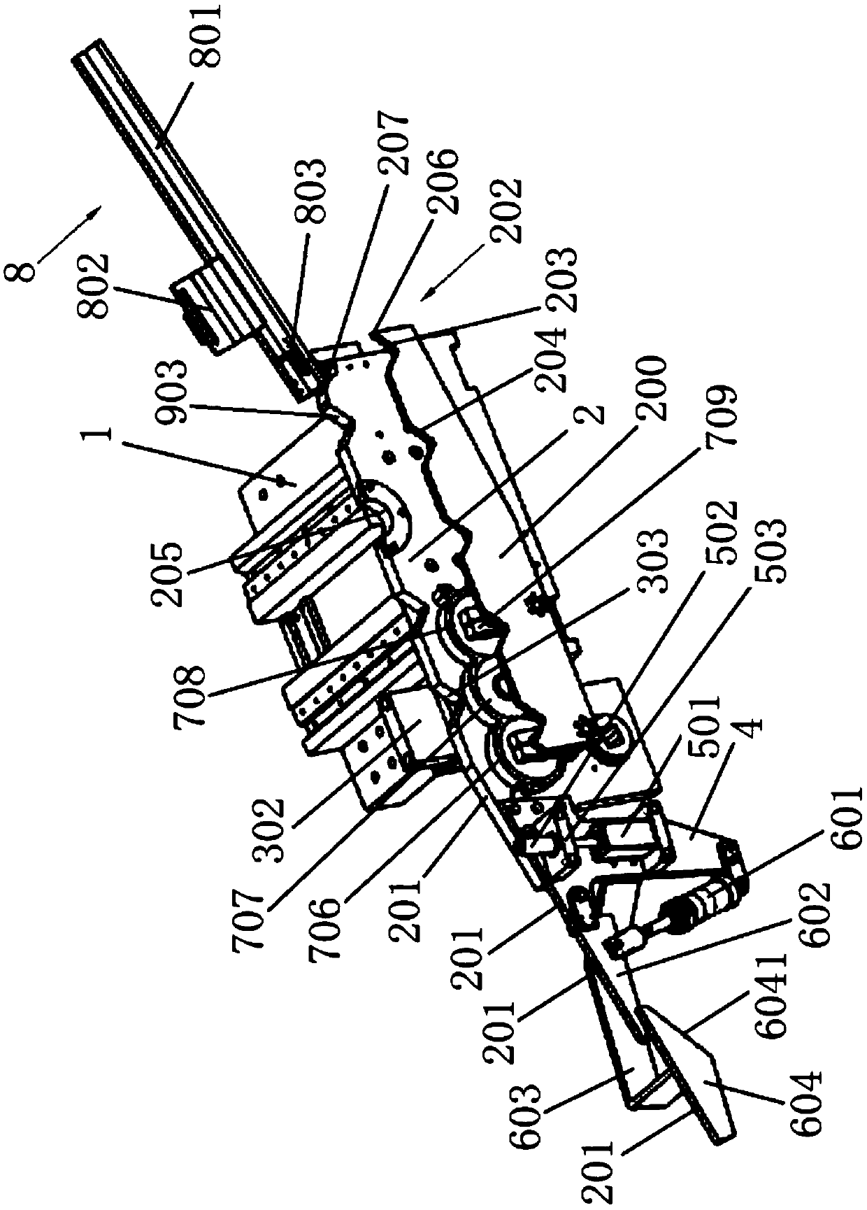 Feeding device for pipe end forming machine