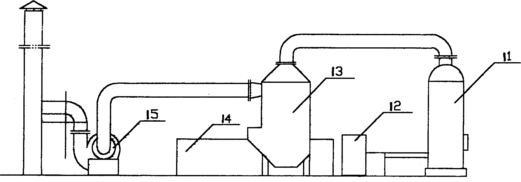 Fuel coal furnace exhaust gas calcium water bath spraying composite desulfurizing process and its special equipment