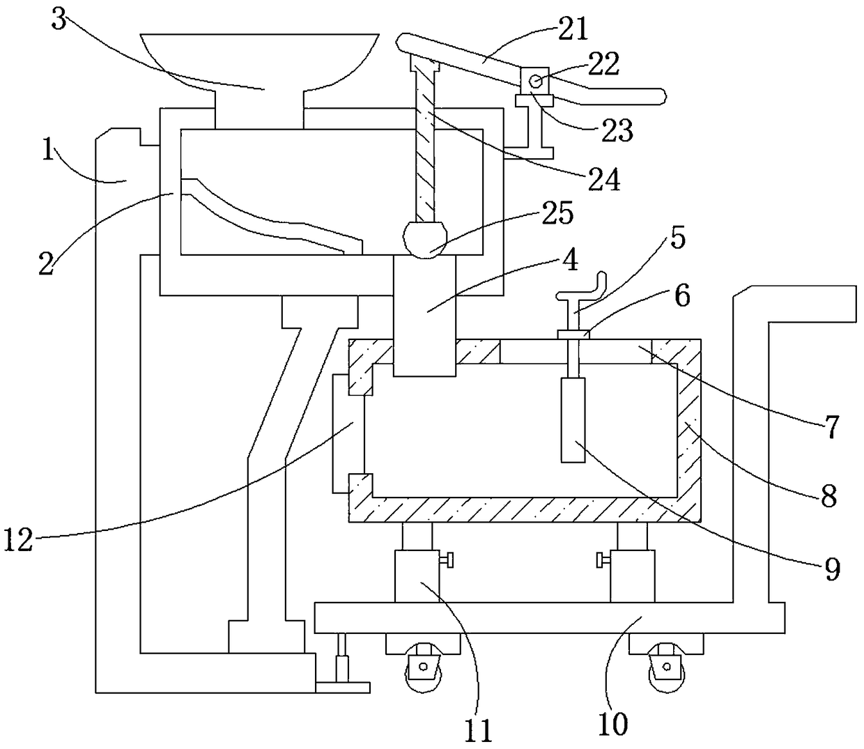 Waste material collection device for machining of guide rod of road marker