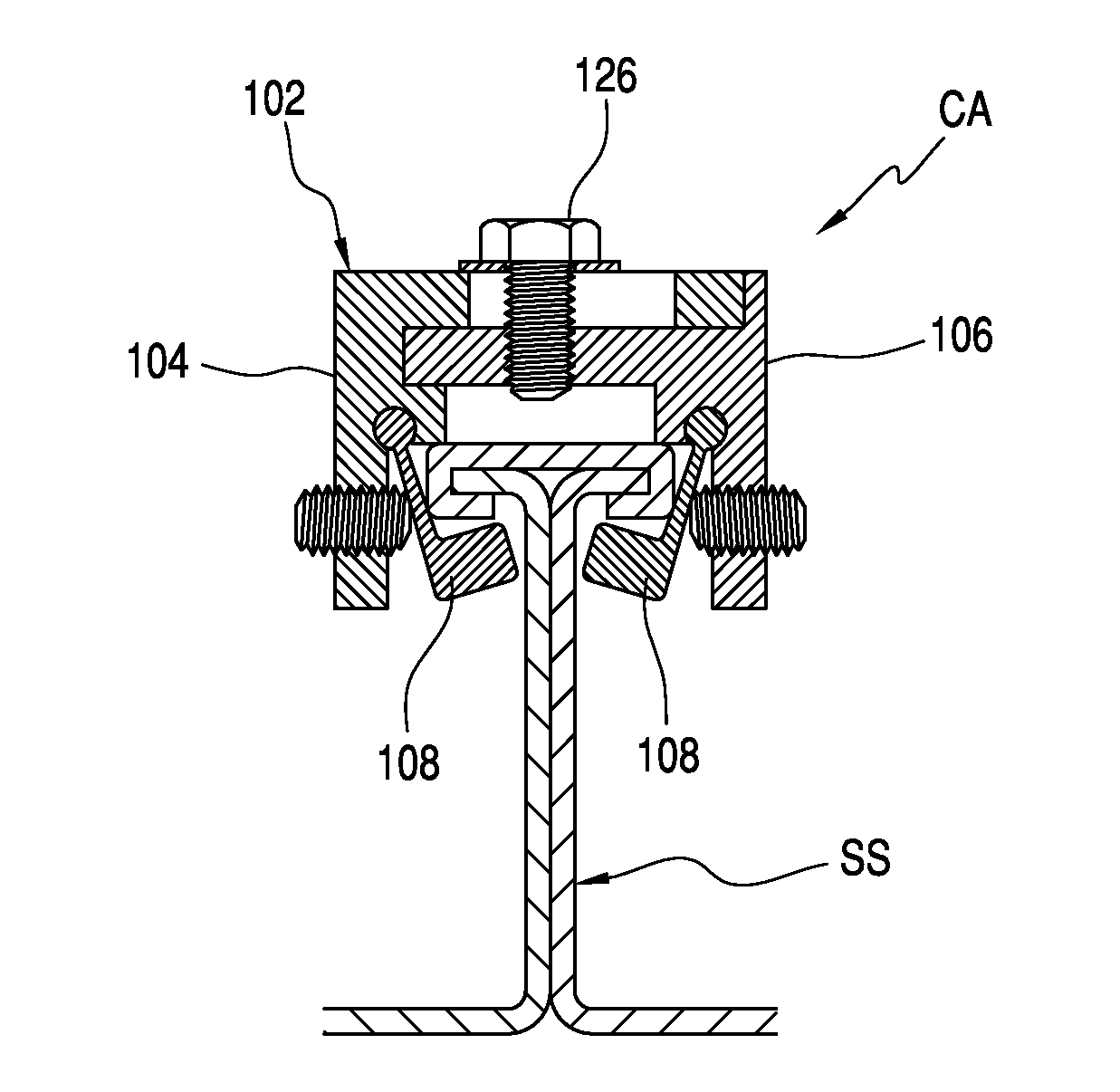 Flanged material and standing seam clamp