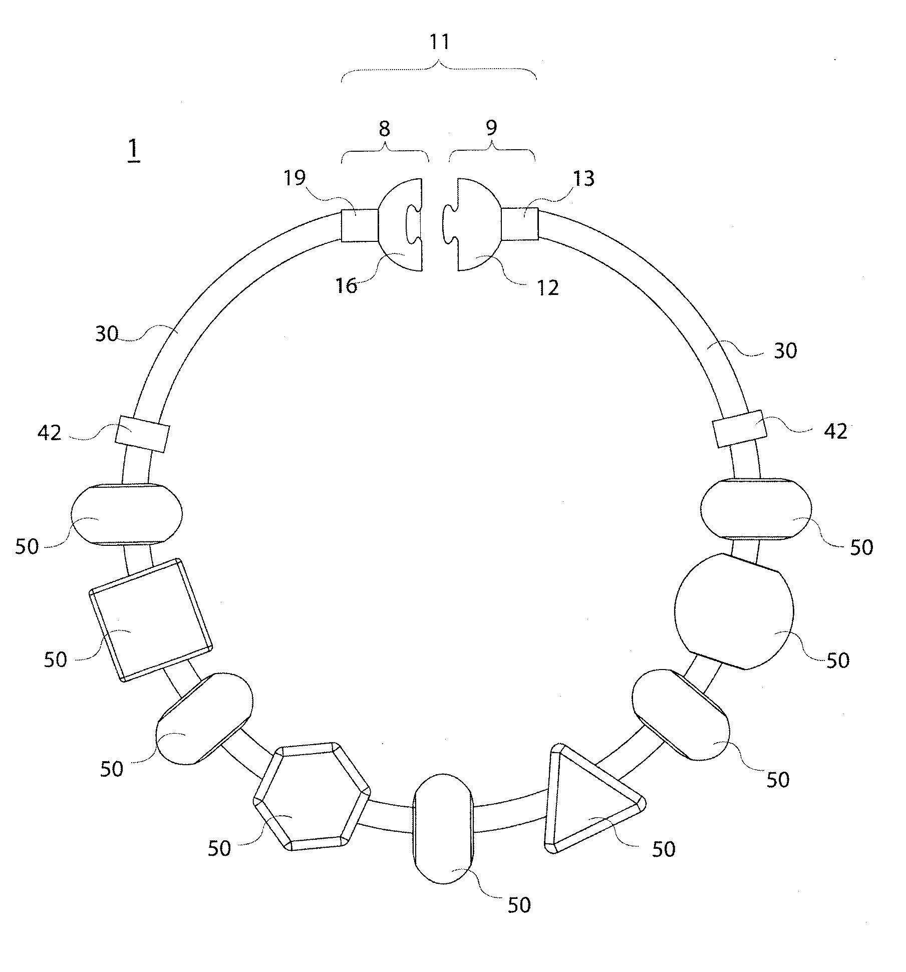 Articles of jewelry with provision for magnetic interaction