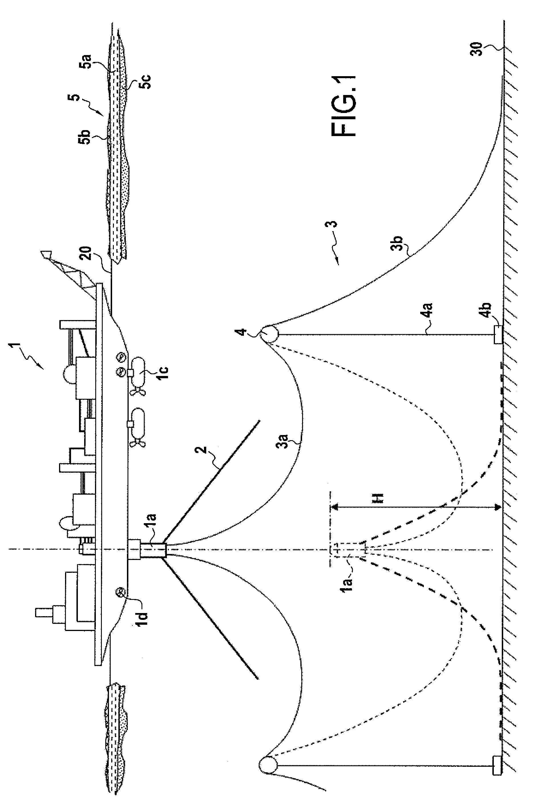 Floating support for oil production fitted with pack ice destruction devices, and an associated method