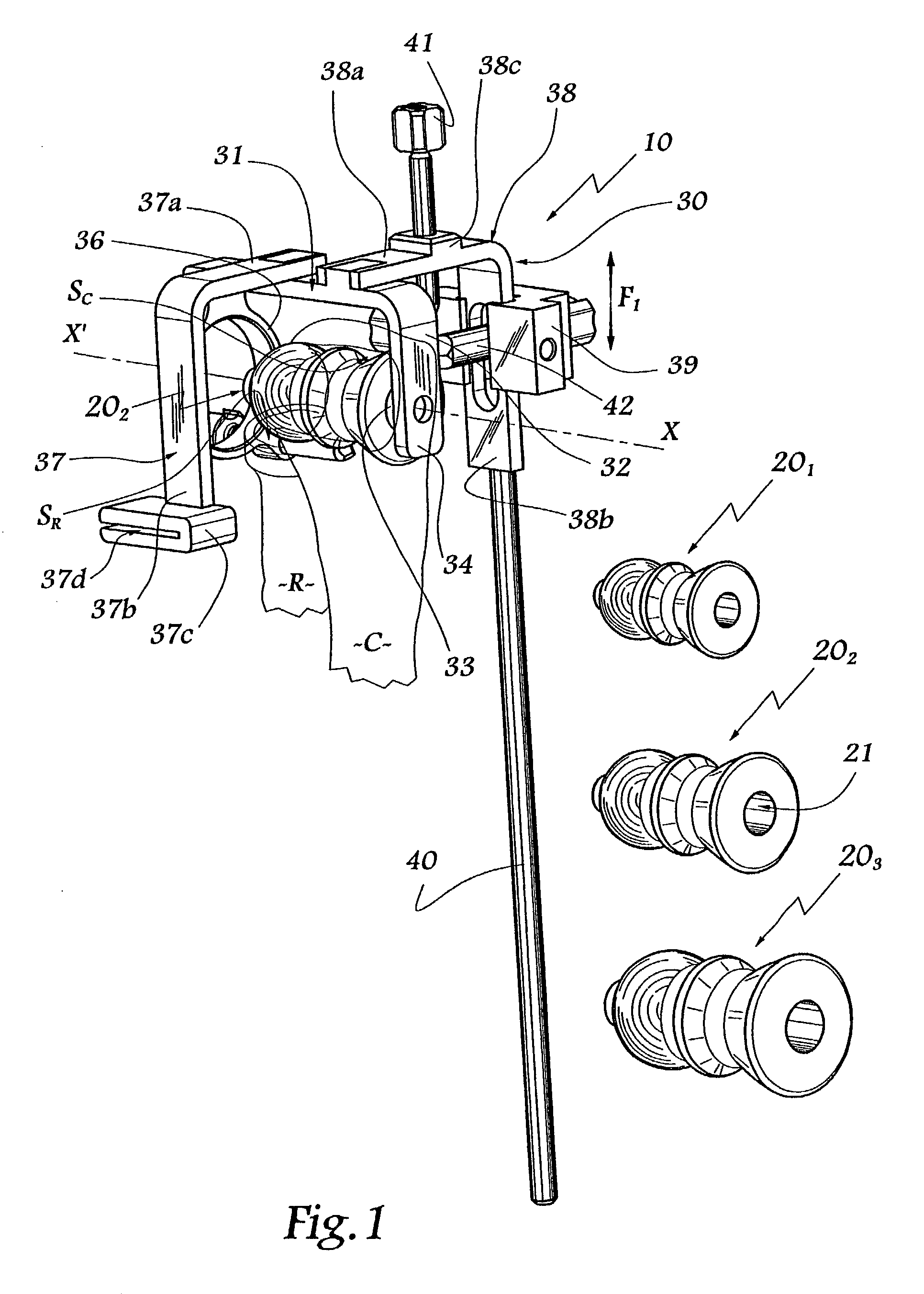 Ancillary tool for fitting an ulnar component and/or a radial component of an elbow prosthesis