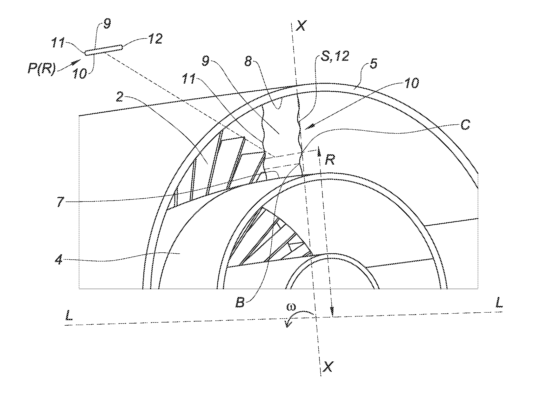 Undulating stator for reducing the noise produced by interaction with a rotor