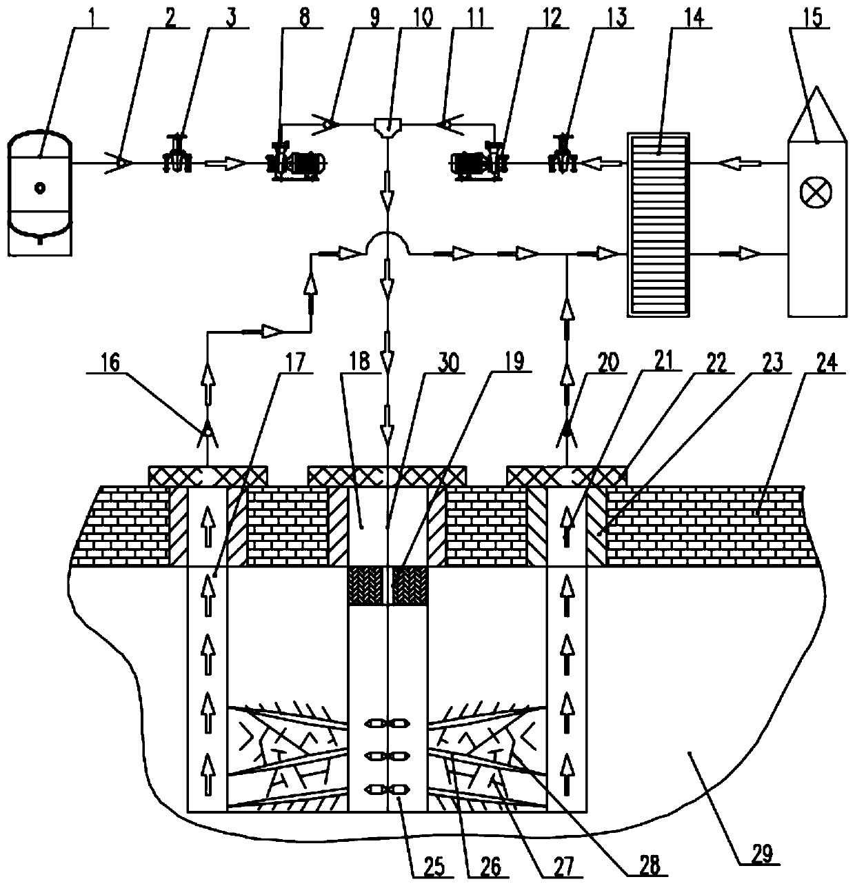 Water-liquid nitrogen alternate fatigue fracturing and heat collection rate improving method for hot dry rock