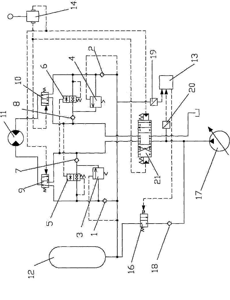 Rotary decelerating and braking energy recovery system of hydraulic excavator