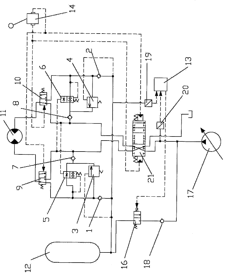 Rotary decelerating and braking energy recovery system of hydraulic excavator