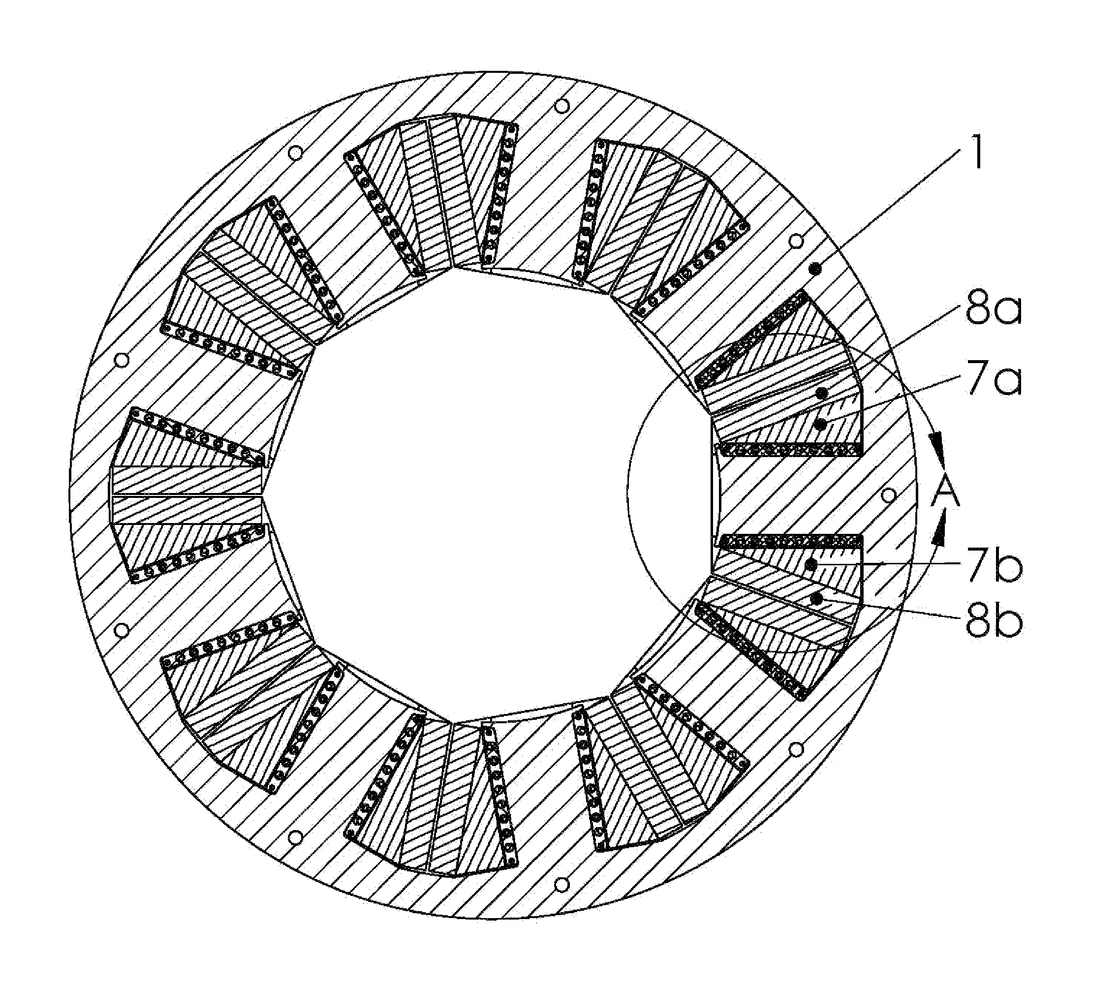 High efficiency permanent magnet machine with concentrated winding and double coils