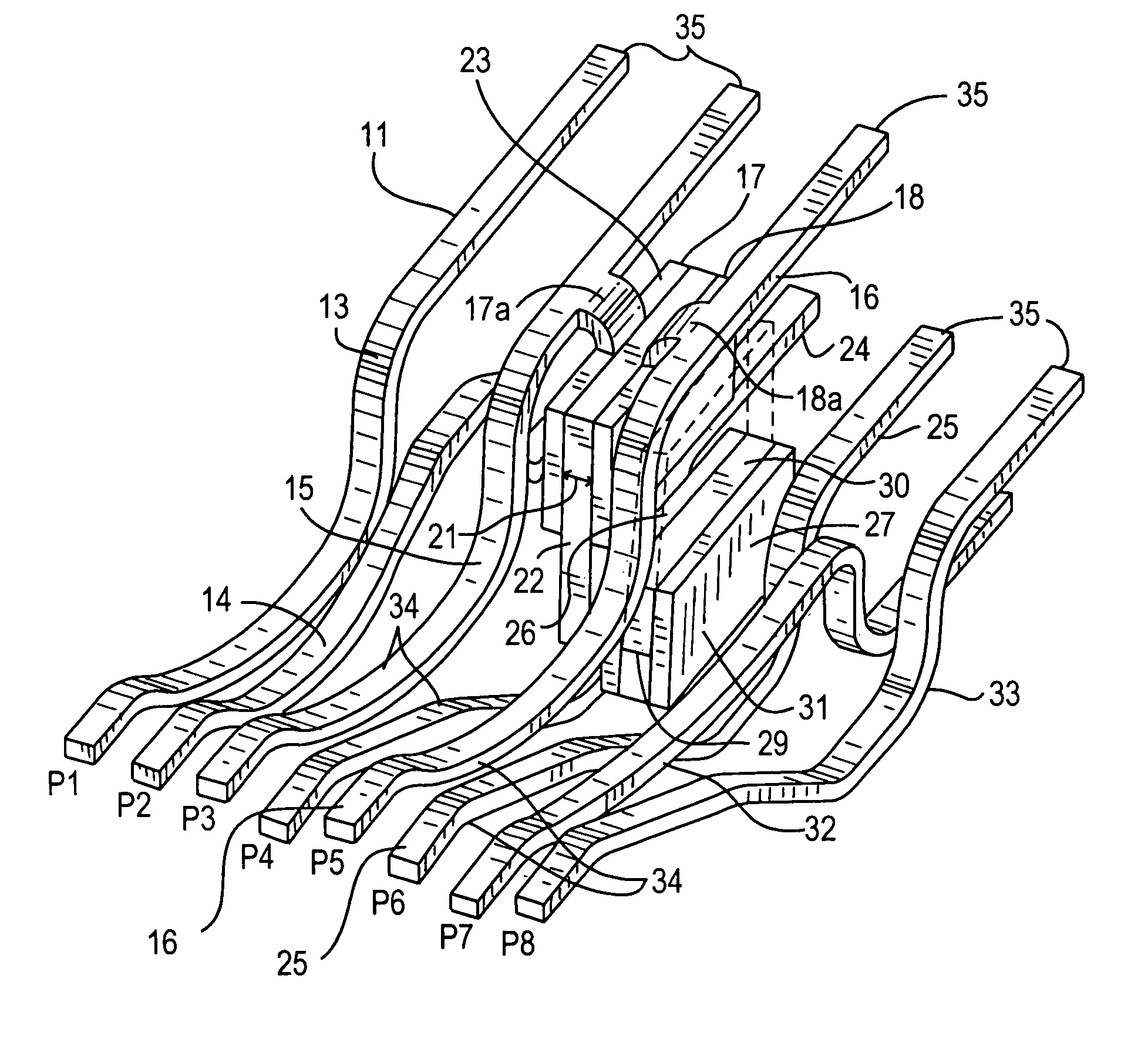 High performance, high capacitance gain, jack connector for data transmission or the like