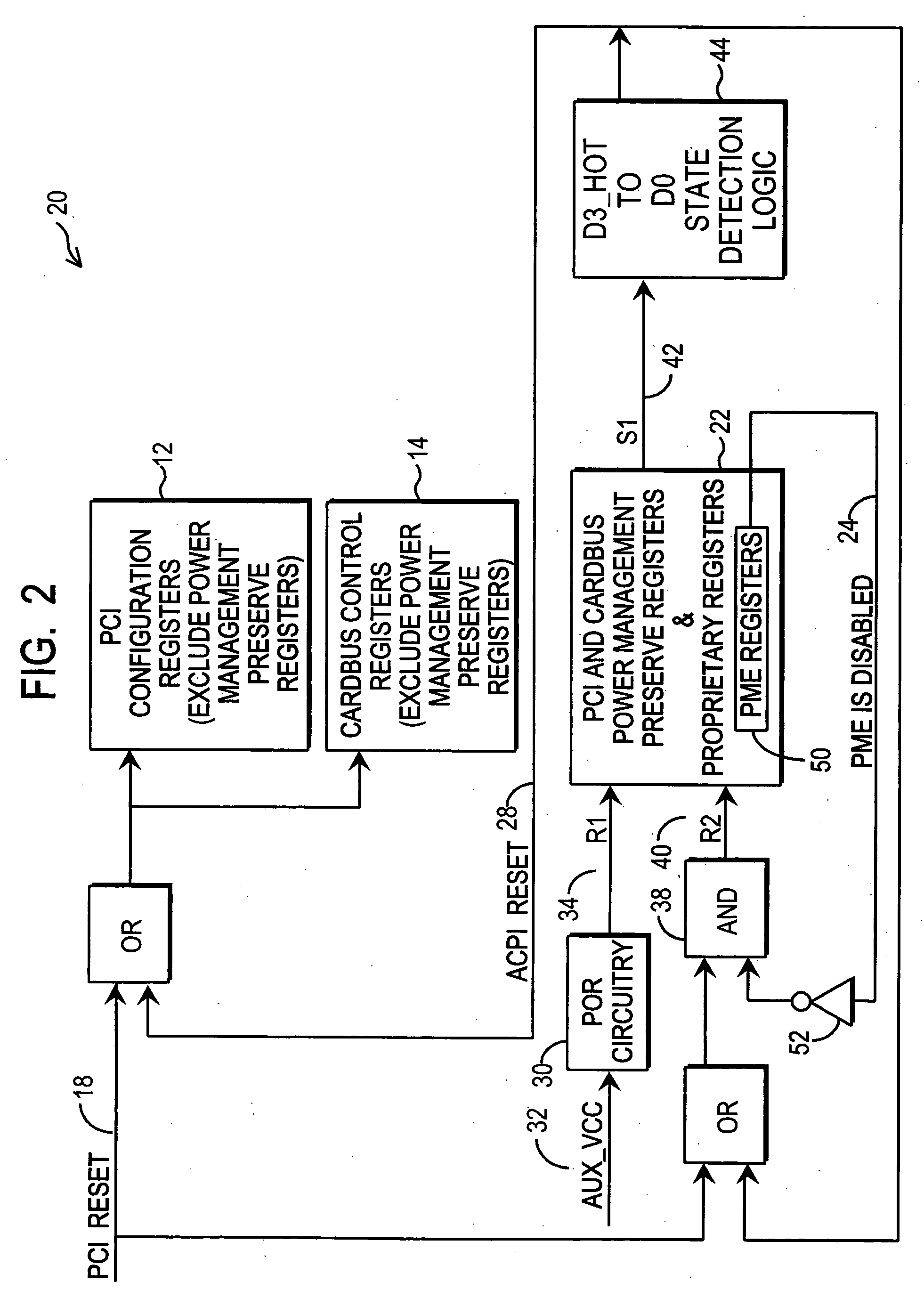 PC card controller with advanced power management reset capabilities