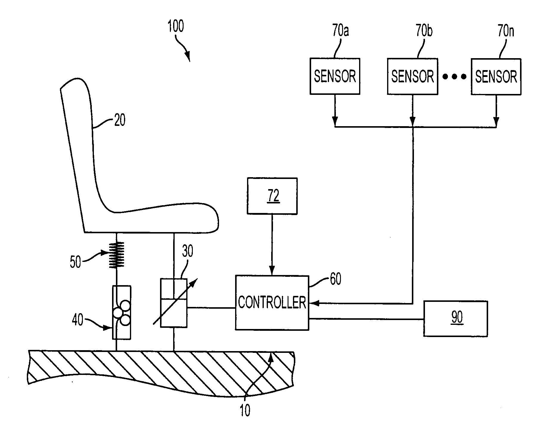 Adaptive energy absorption system for a vehicle seat