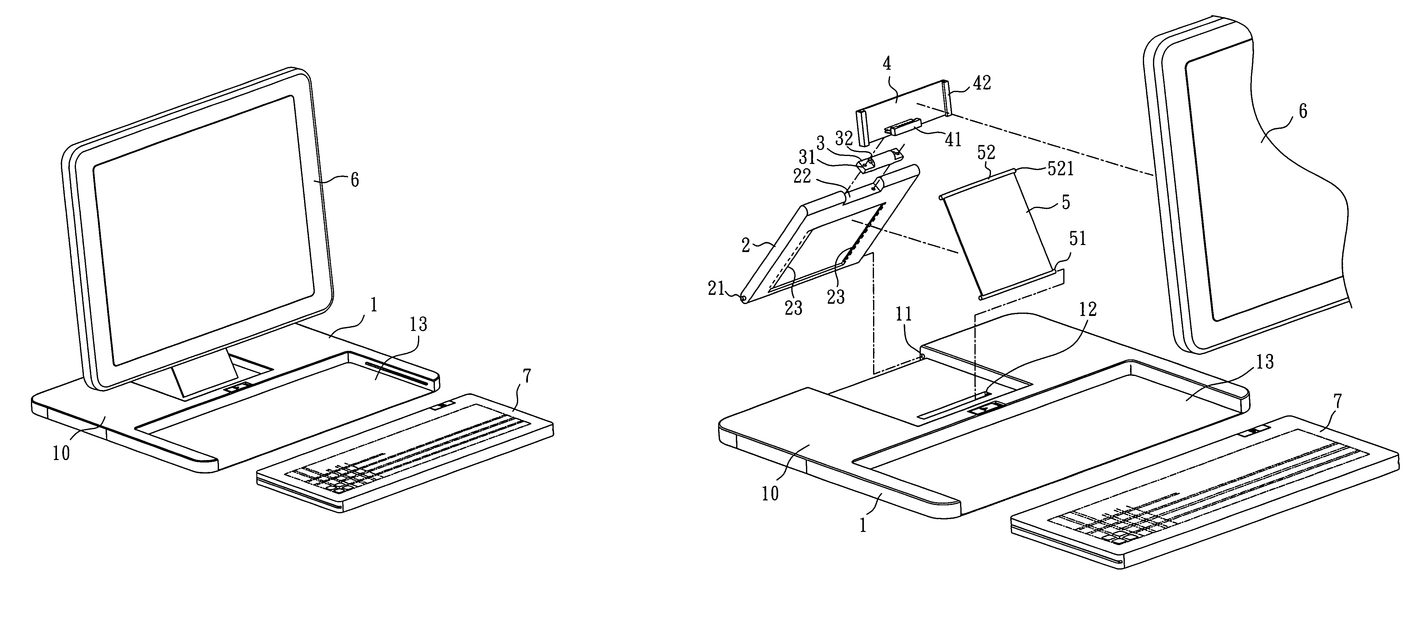 Portable computer support structure