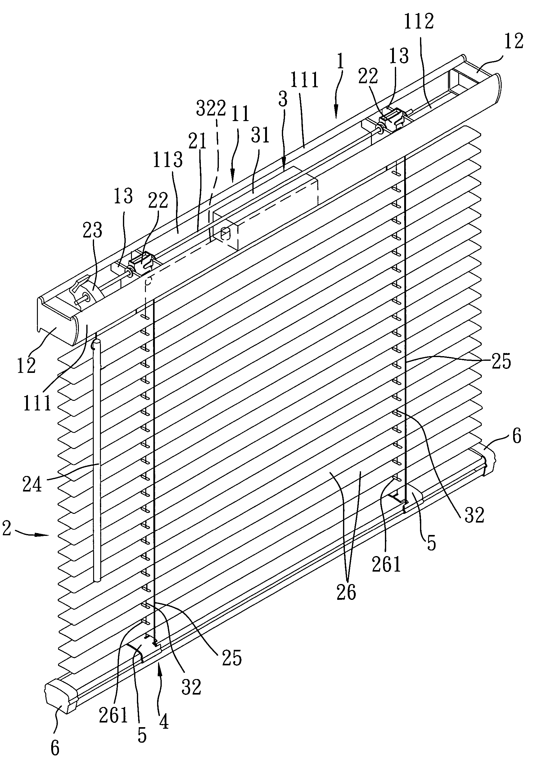 Venetian blind with a storage rail