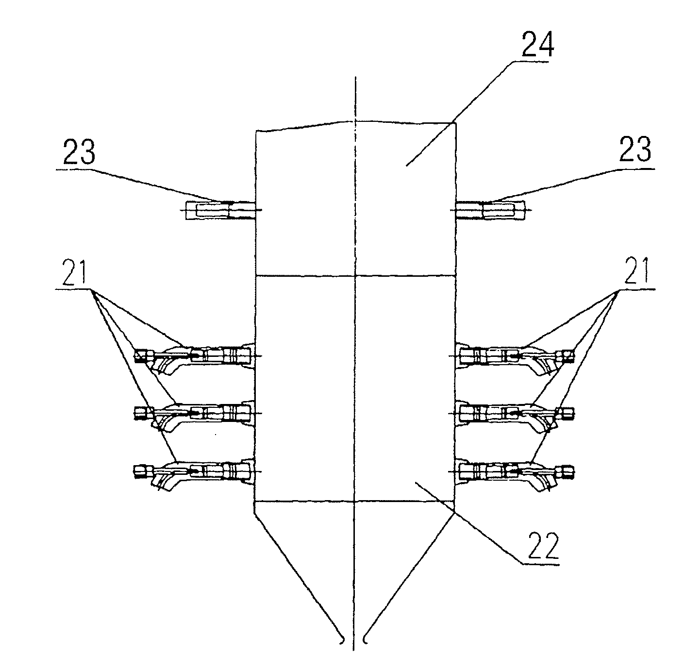 Method for decreasing nitrogen oxides of a pulverized coal boiler using burners of internal combustion type