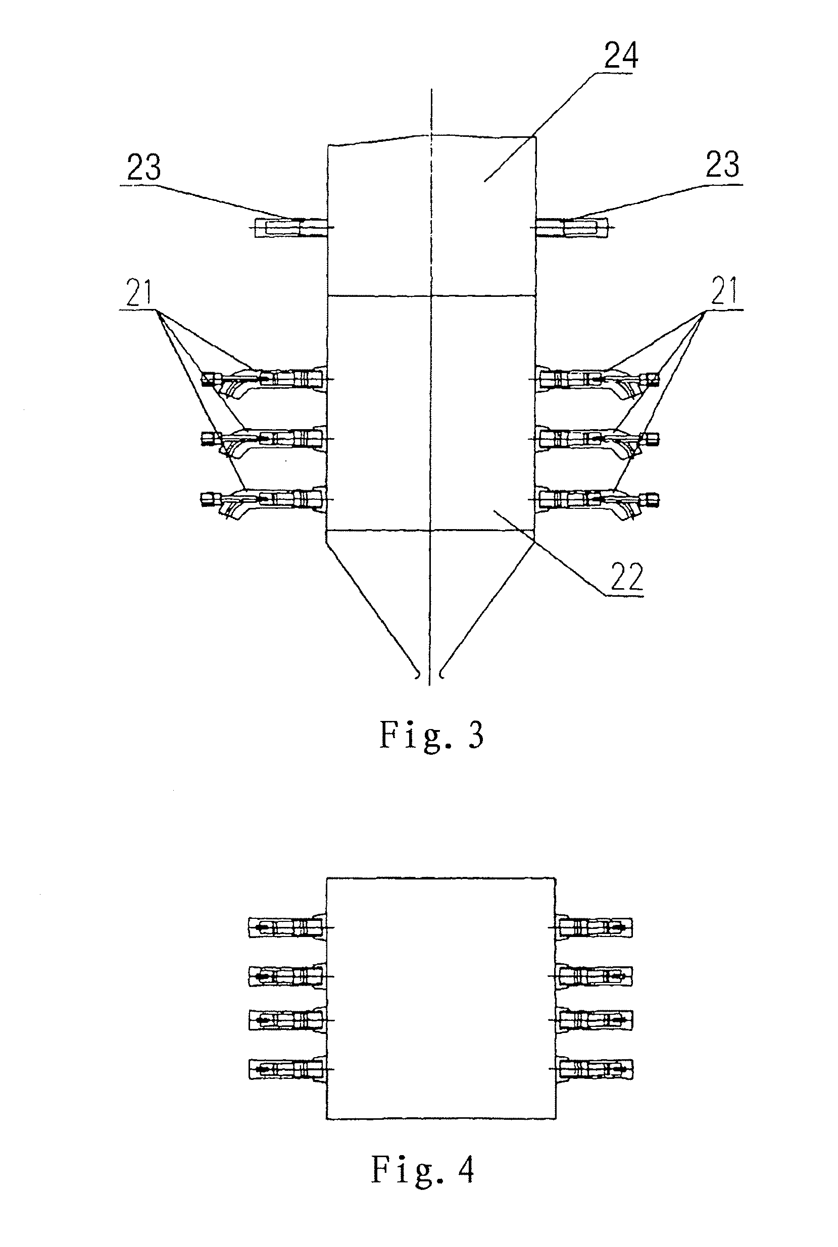 Method for decreasing nitrogen oxides of a pulverized coal boiler using burners of internal combustion type