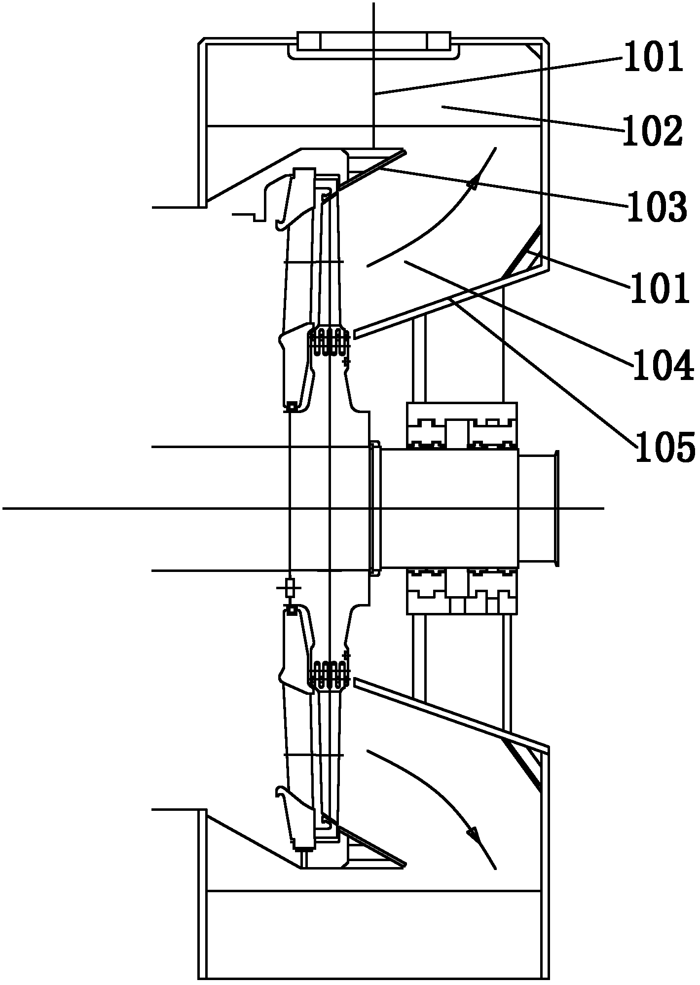 Exhaust steam cylinder of miniature steam turbine