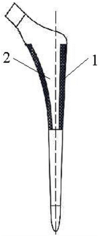 Low-elastic-modulus integrated titanium-based femoral handle and preparation method thereof