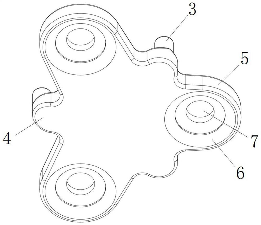 Triangular support and powder metallurgy brake pad with triangular support