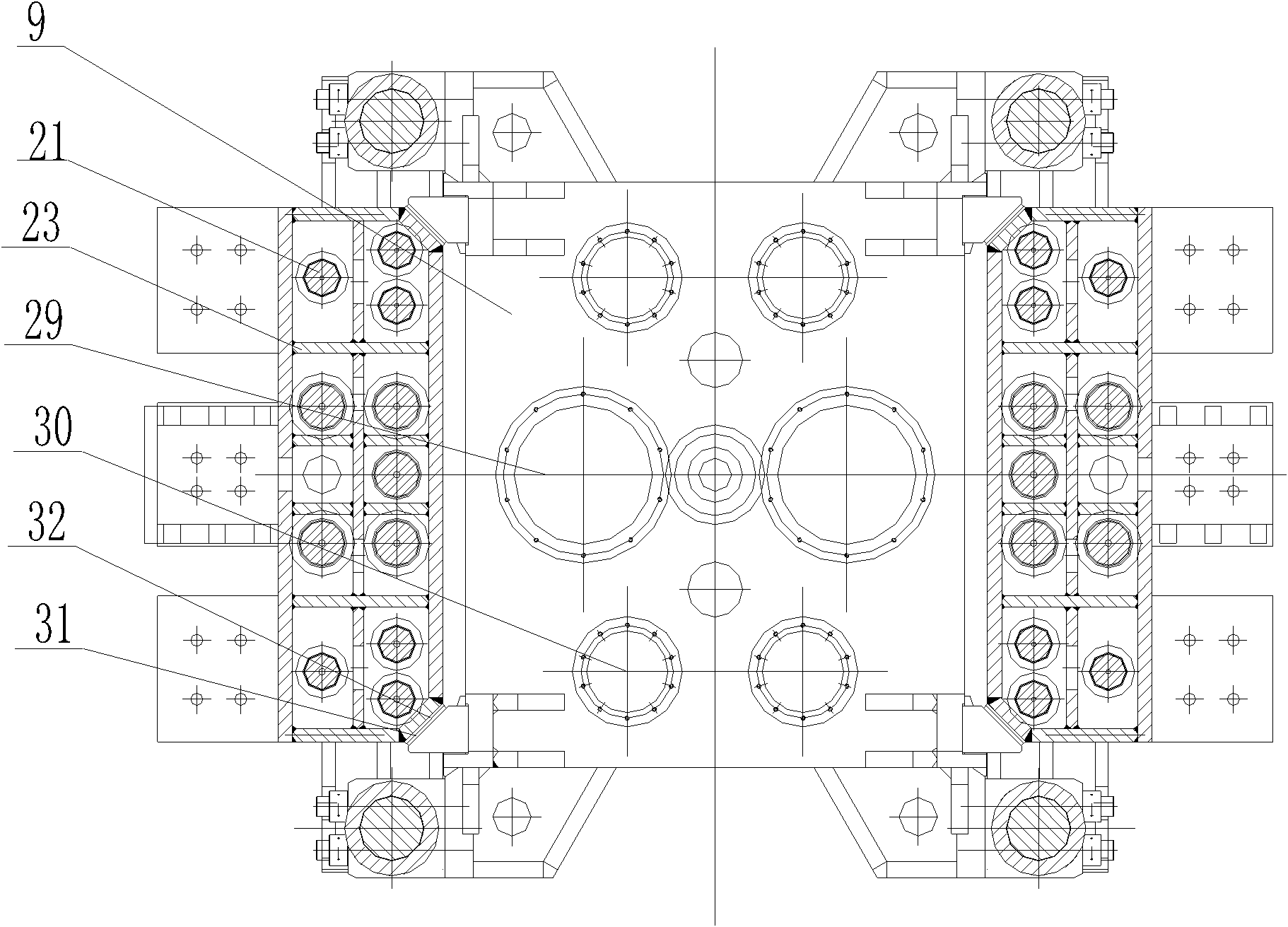 Hydropress with bidirectional couple levelling function