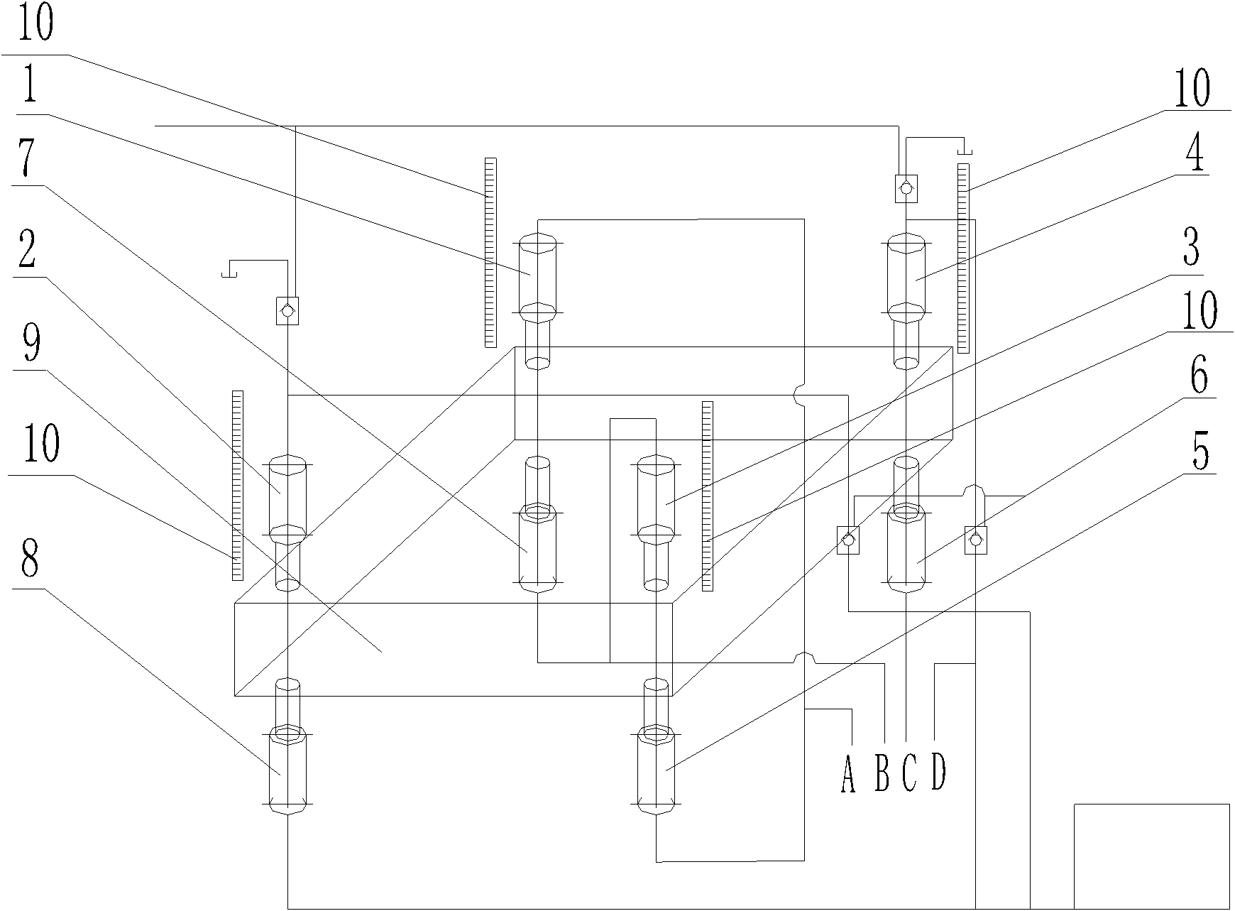 Hydropress with bidirectional couple levelling function