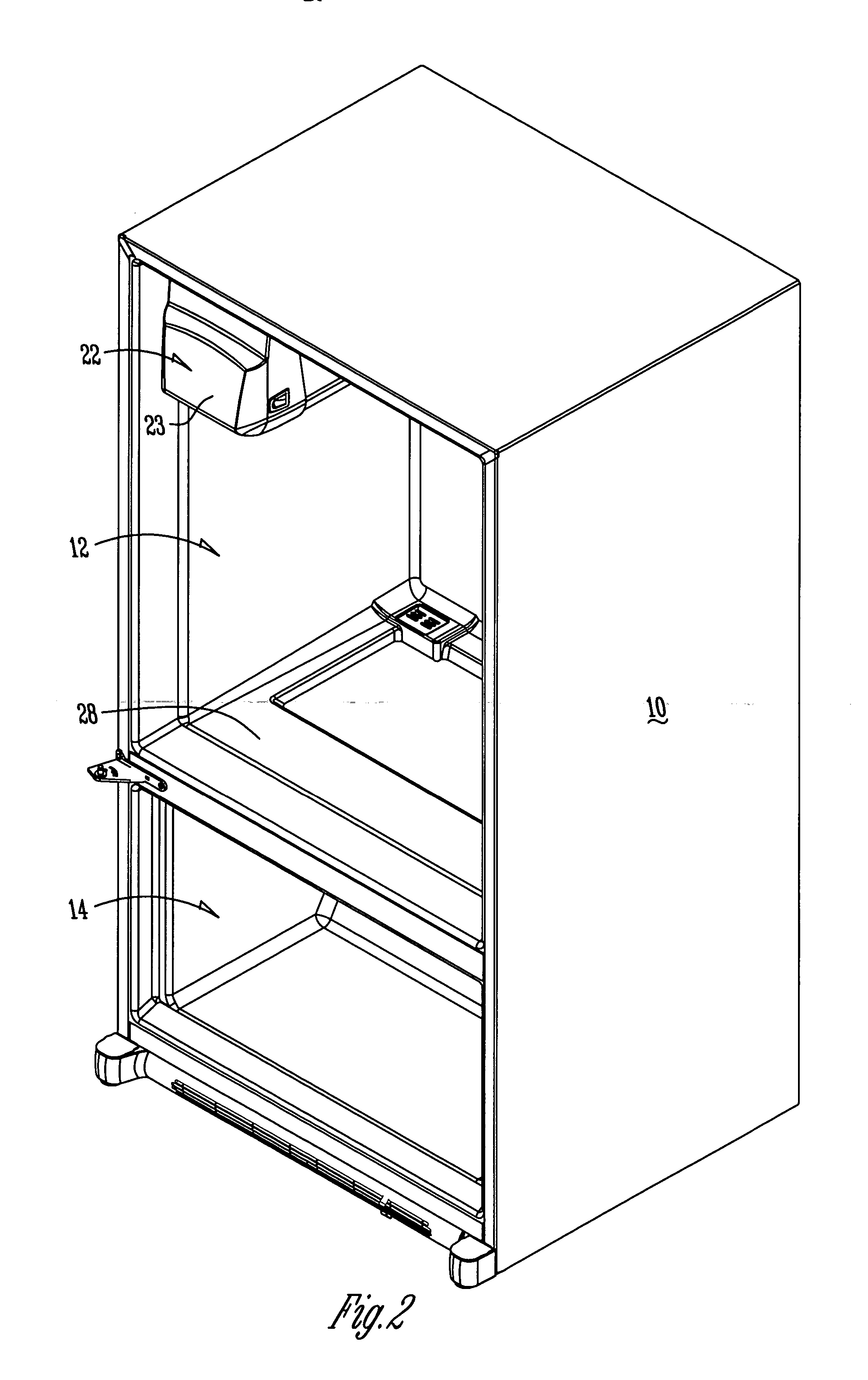 Insulated ice compartment for bottom mount refrigerator