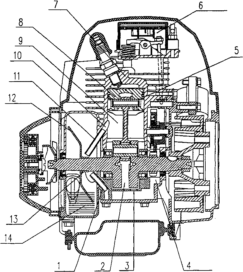 Arbitrary turnover four-stroke engine