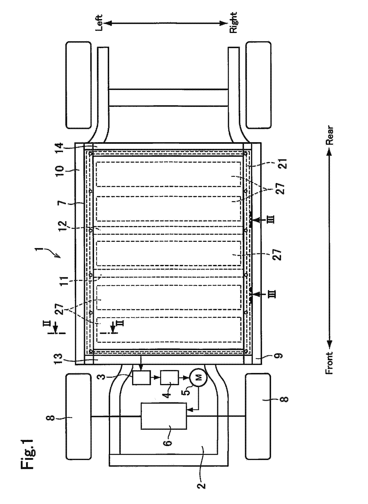 Battery mounting structure for vehicle