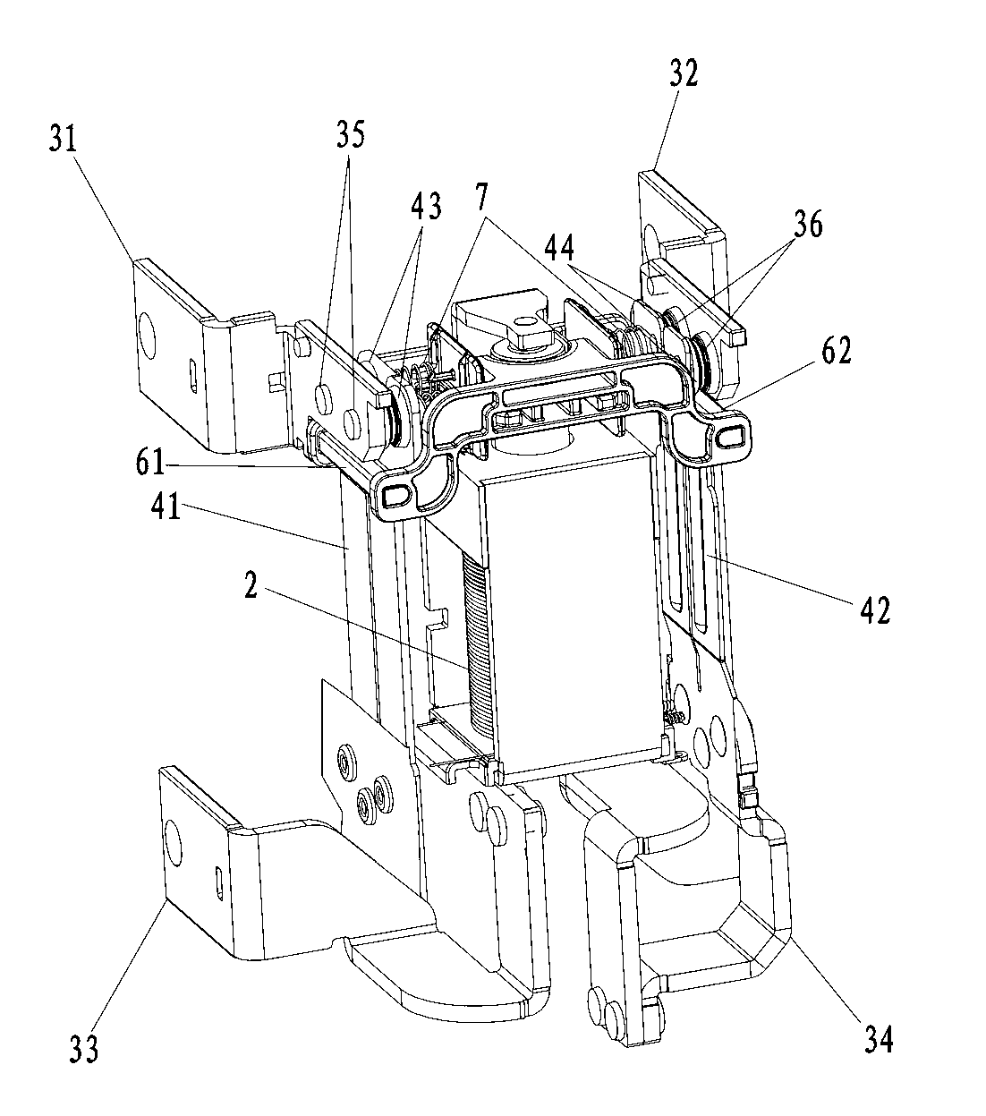 Combined push clamp duplex spring type magnetic latching relay