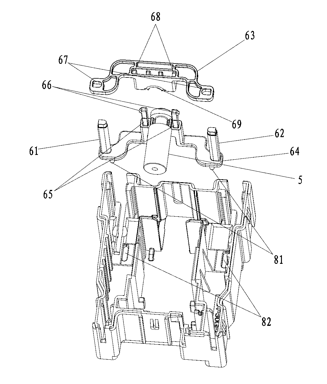 Combined push clamp duplex spring type magnetic latching relay