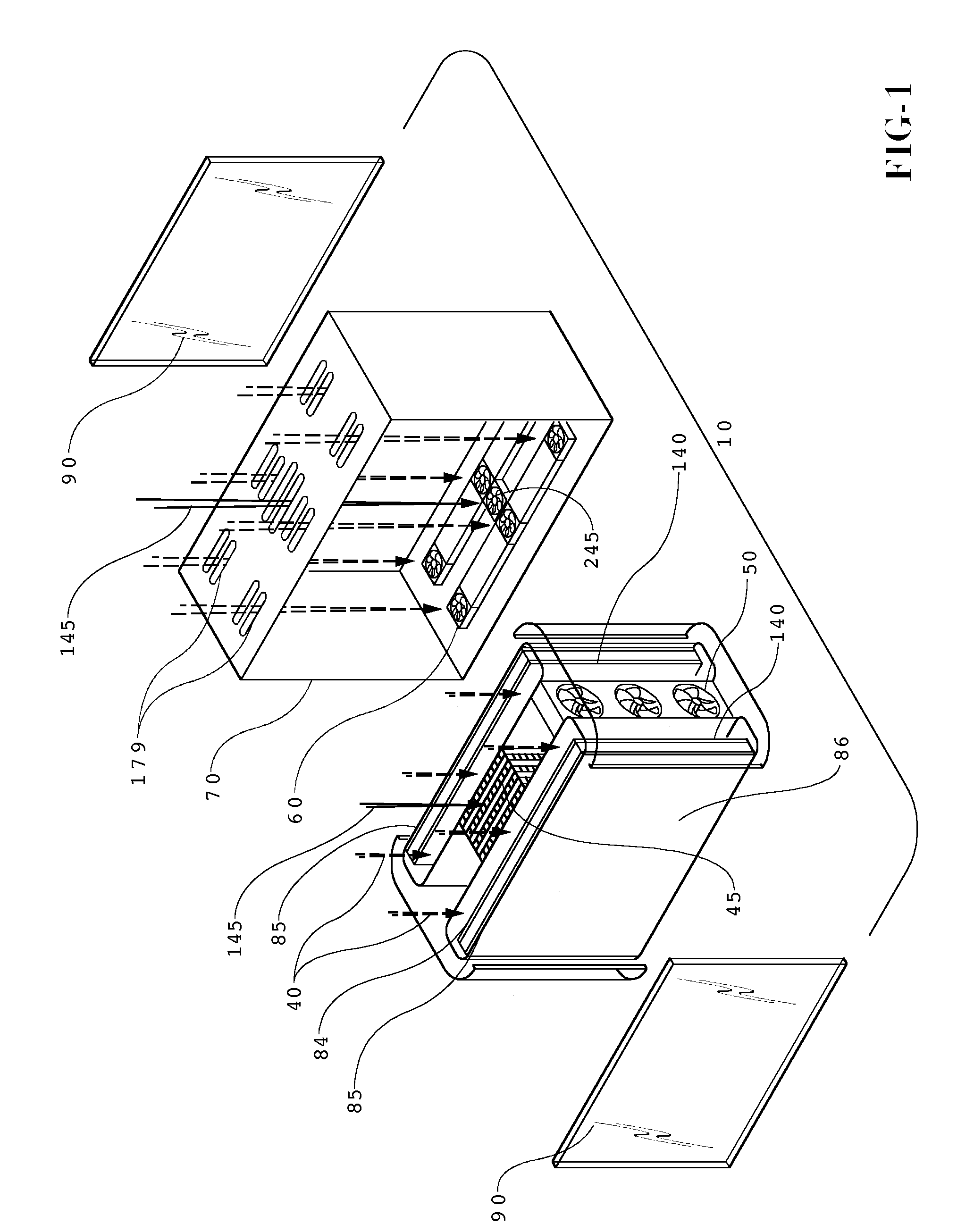 Heat exchanger for back to back electronic displays