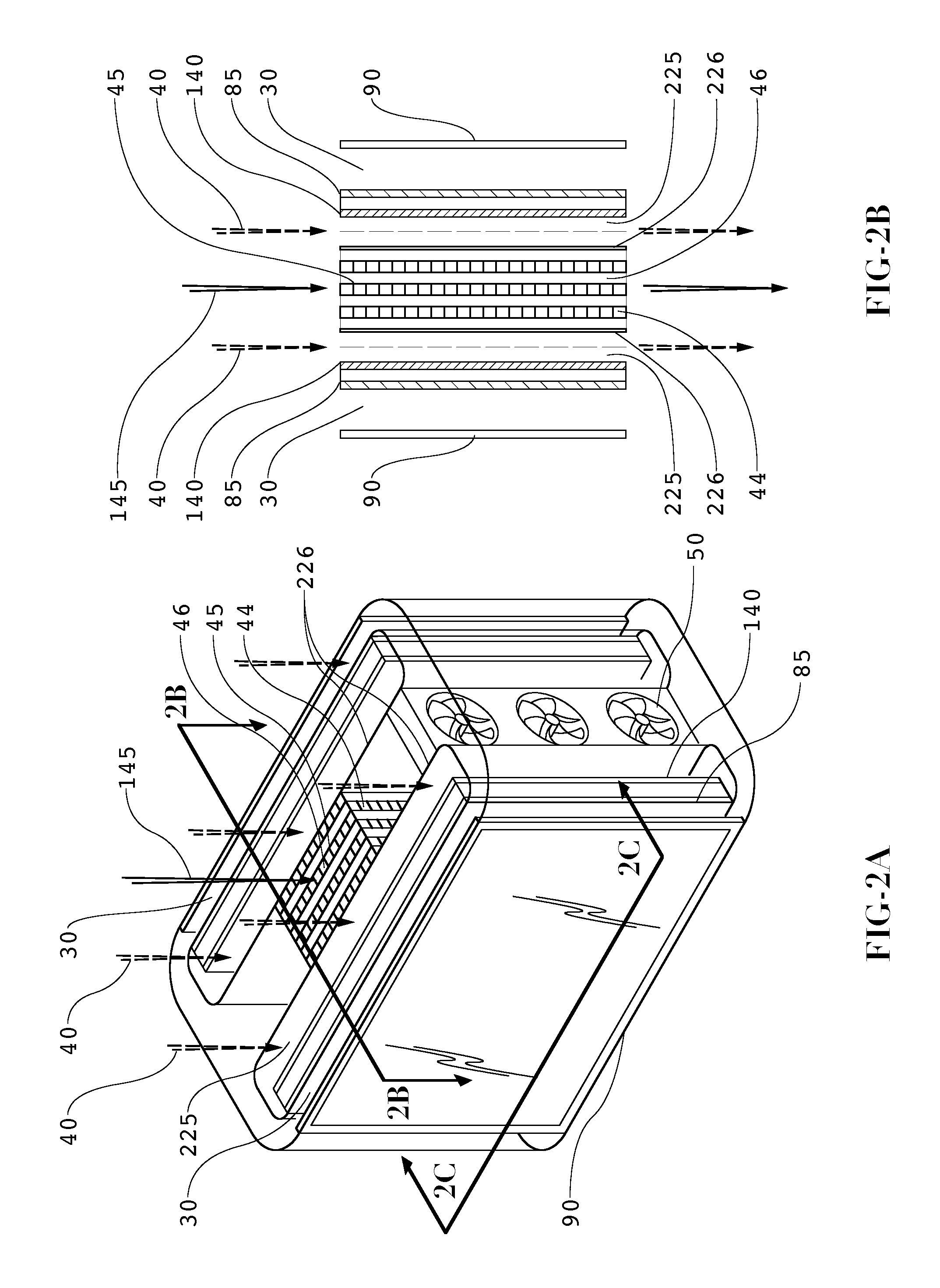 Heat exchanger for back to back electronic displays