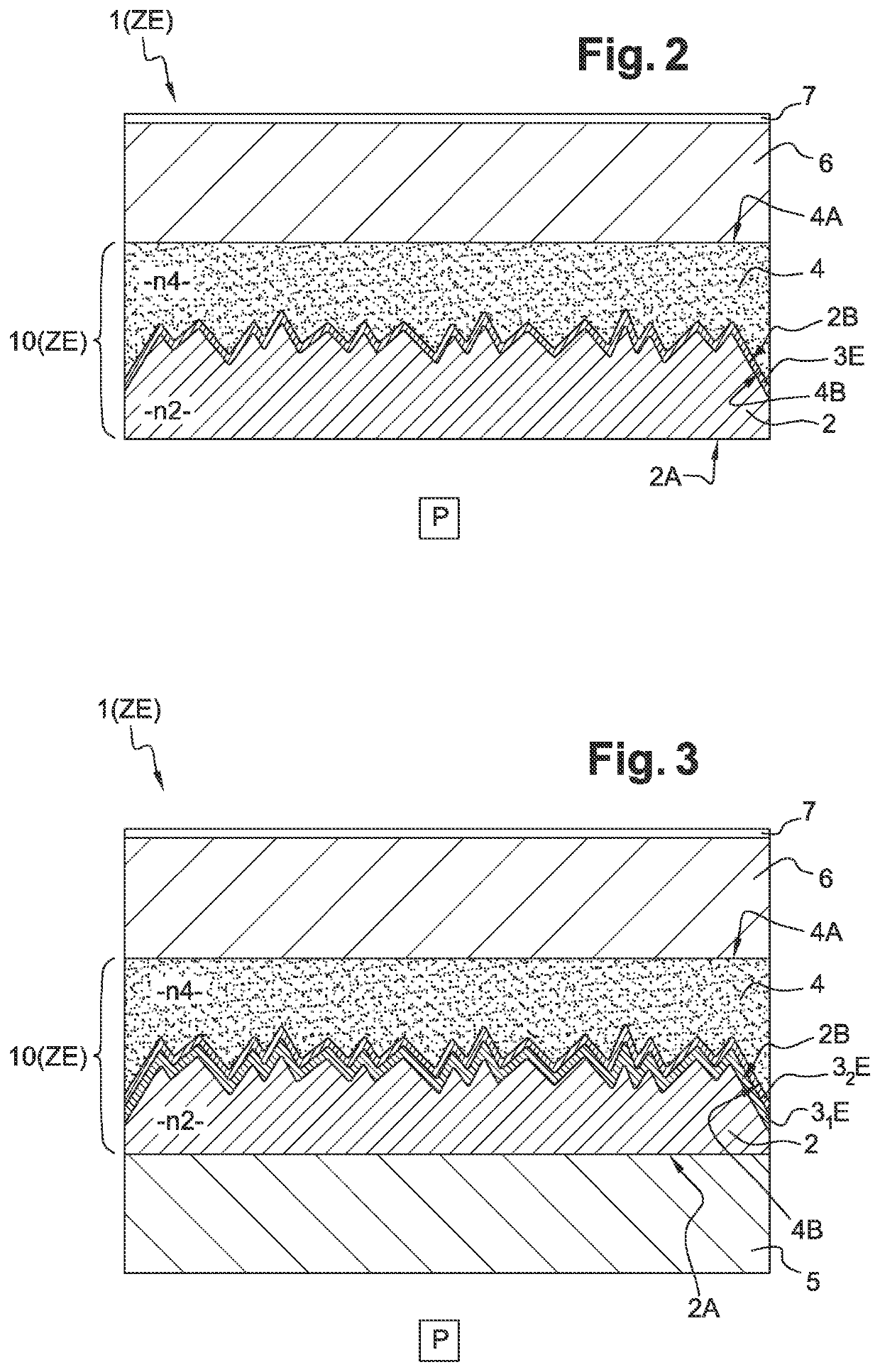 Transparent layered element comprising a display region